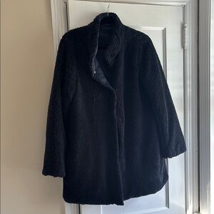 Womens Navy Fuzzy Coat ( Reversible )
